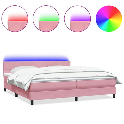Boxspring met matras fluweel roze 200x220 cm
