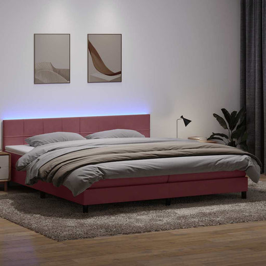 Boxspring met matras fluweel roze 200x220 cm