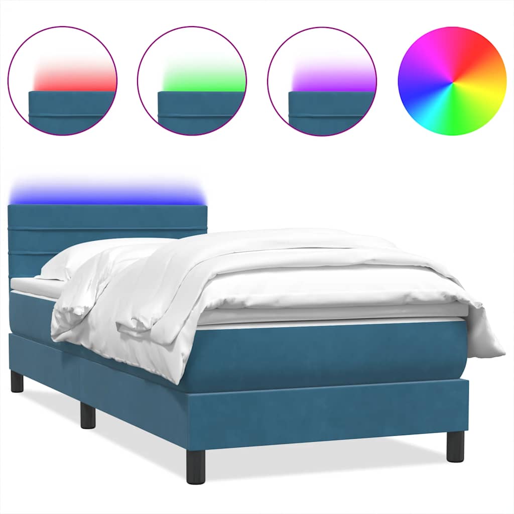 Boxspring met matras fluweel donkerblauw 80x210 cm