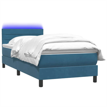 Boxspring met matras fluweel donkerblauw 80x210 cm