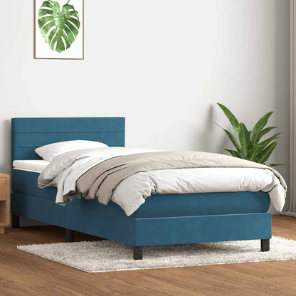 Boxspring met matras fluweel donkerblauw 80x210 cm
