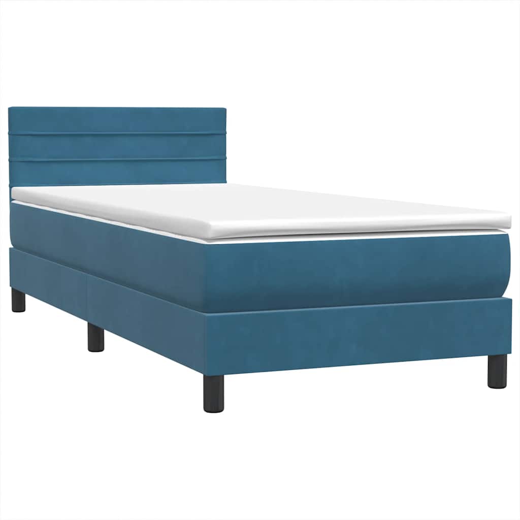 Boxspring met matras fluweel donkerblauw 80x210 cm