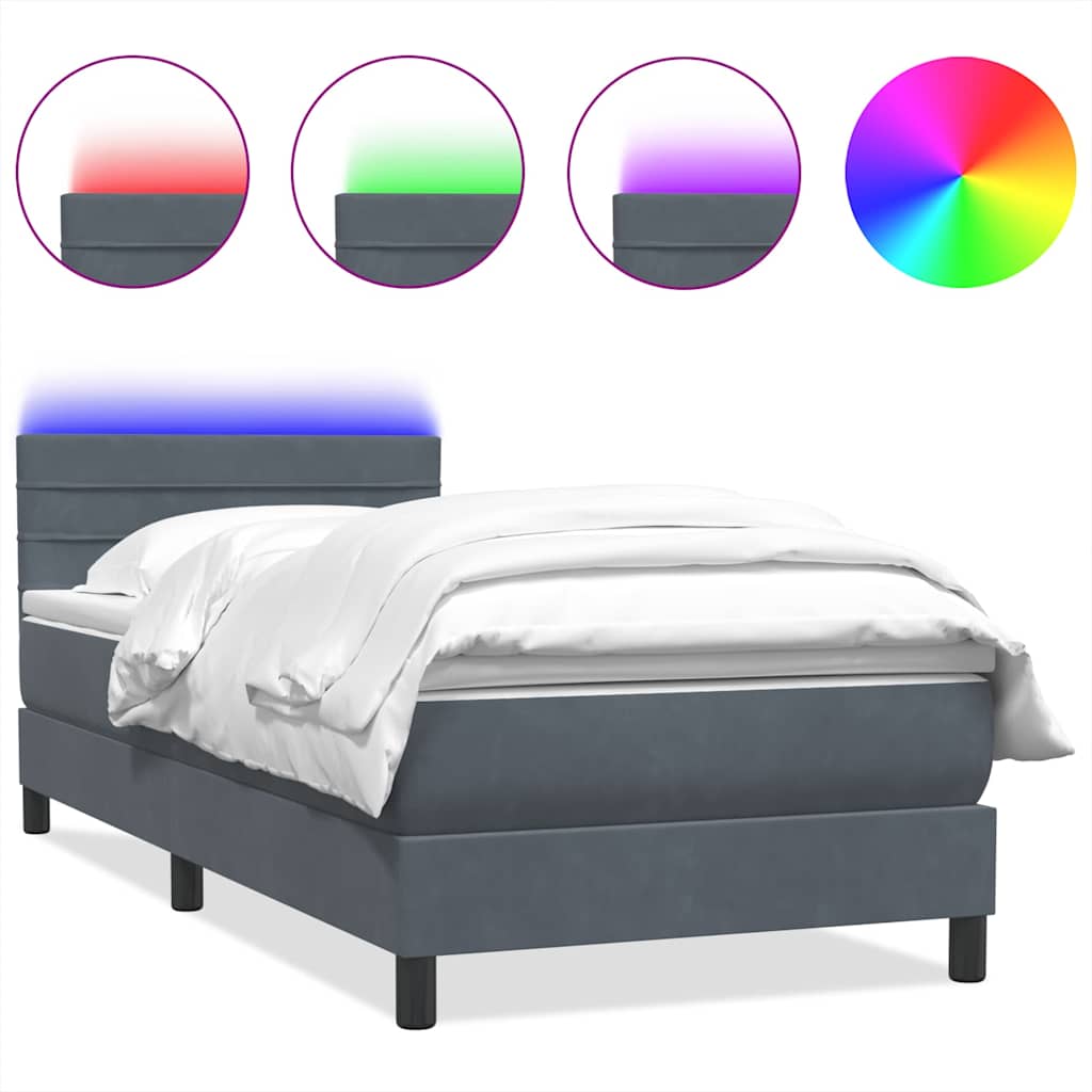 Boxspring met matras fluweel donkergrijs 90x210 cm