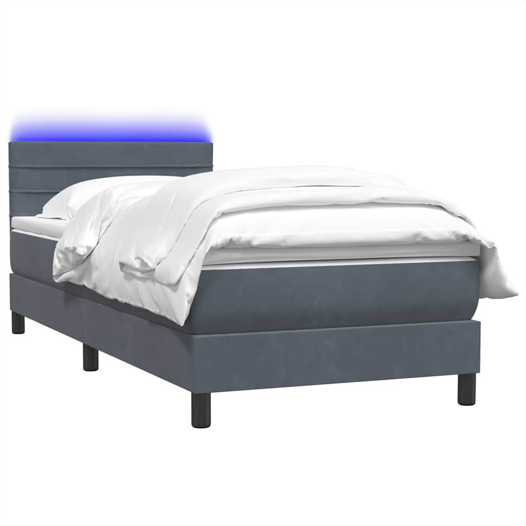 Boxspring met matras fluweel donkergrijs 90x210 cm