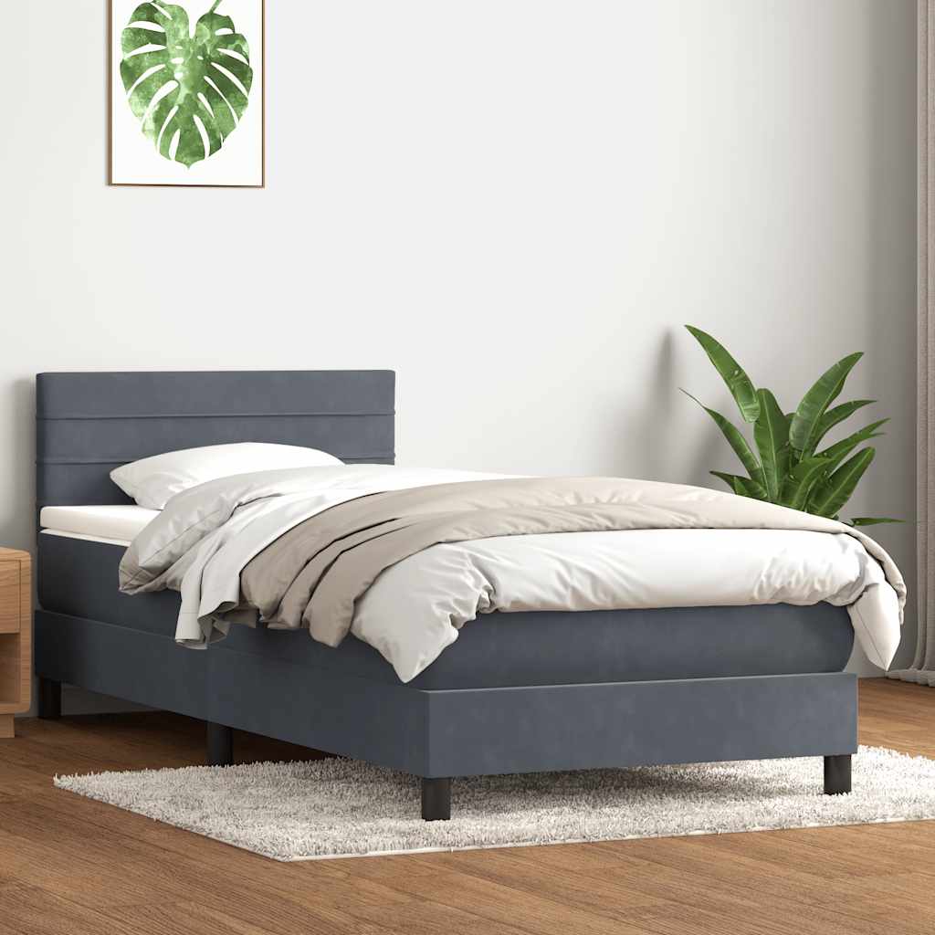 Boxspring met matras fluweel donkergrijs 90x210 cm