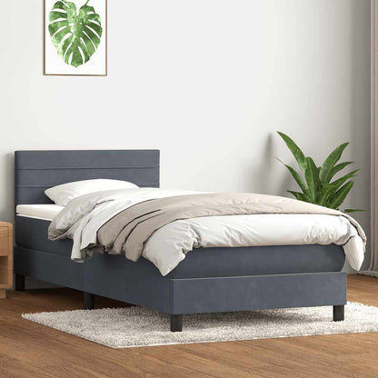 Boxspring met matras fluweel donkergrijs 90x210 cm