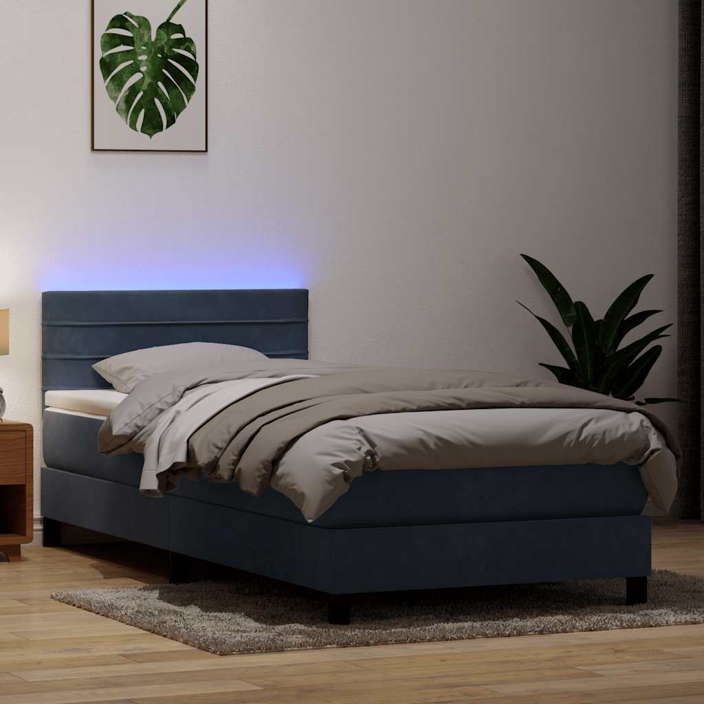 Boxspring met matras fluweel donkergrijs 90x210 cm