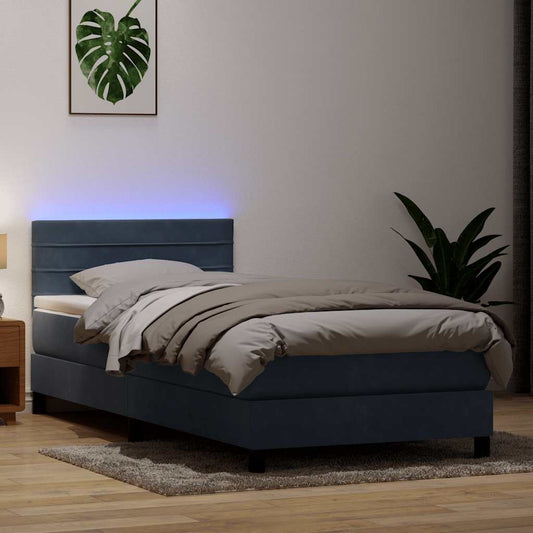Boxspring met matras fluweel donkergrijs 90x210 cm