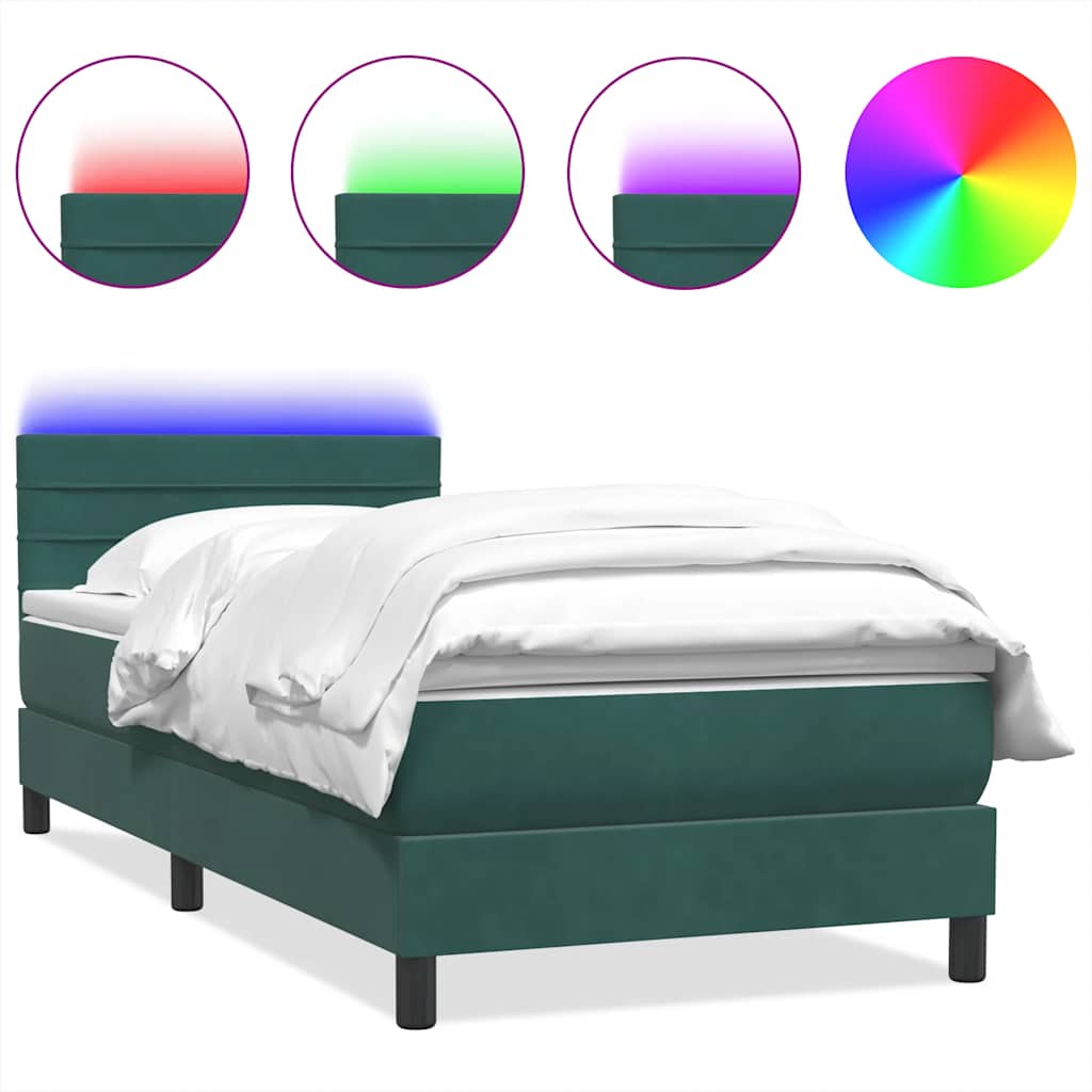 Boxspring met matras fluweel donkergroen 90x210 cm
