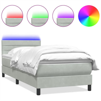 Boxspring met matras fluweel lichtgrijs 100x210 cm