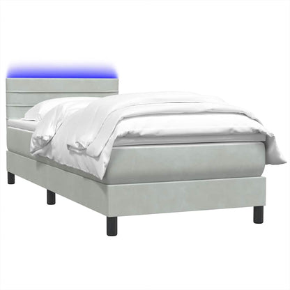 Boxspring met matras fluweel lichtgrijs 100x210 cm