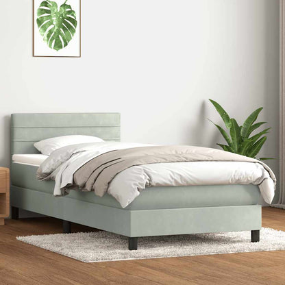 Boxspring met matras fluweel lichtgrijs 100x210 cm