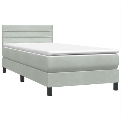 Boxspring met matras fluweel lichtgrijs 100x210 cm