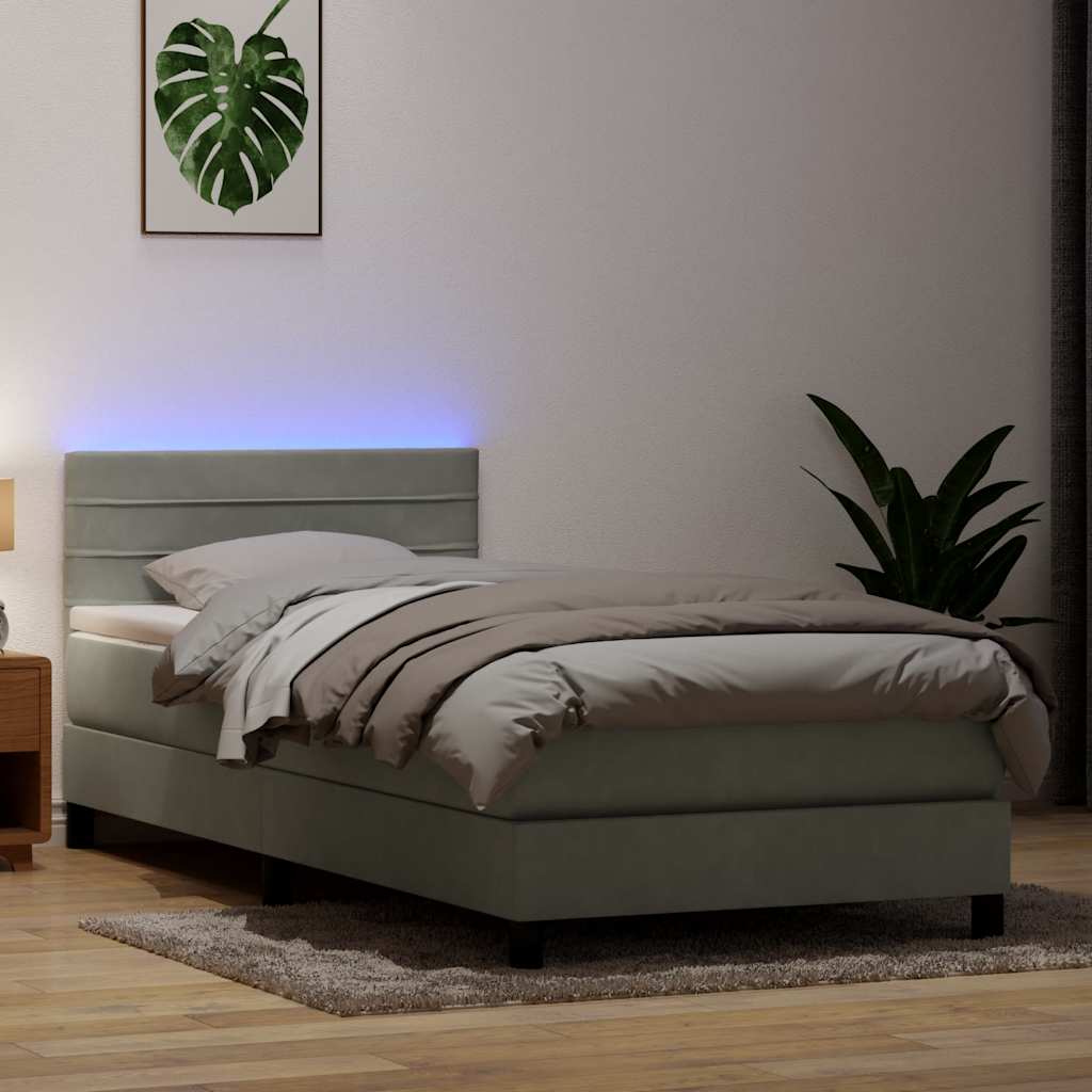 Boxspring met matras fluweel lichtgrijs 100x210 cm