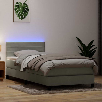 Boxspring met matras fluweel lichtgrijs 100x210 cm