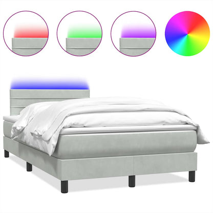 Boxspring met matras fluweel lichtgrijs 120x210 cm