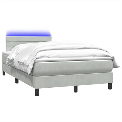 Boxspring met matras fluweel lichtgrijs 120x210 cm