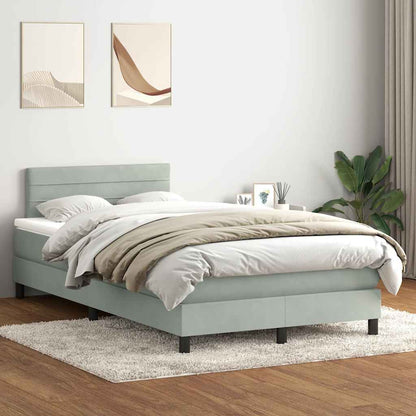 Boxspring met matras fluweel lichtgrijs 120x210 cm