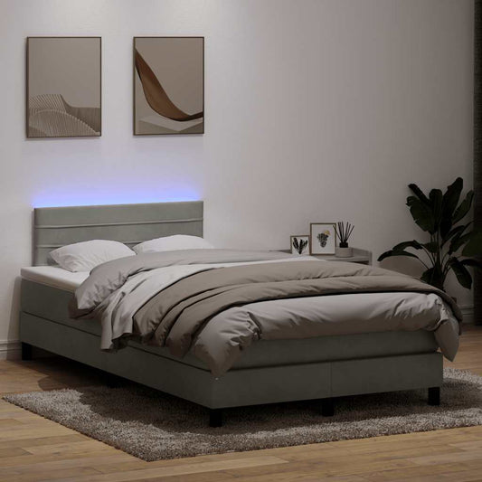 Boxspring met matras fluweel lichtgrijs 120x210 cm