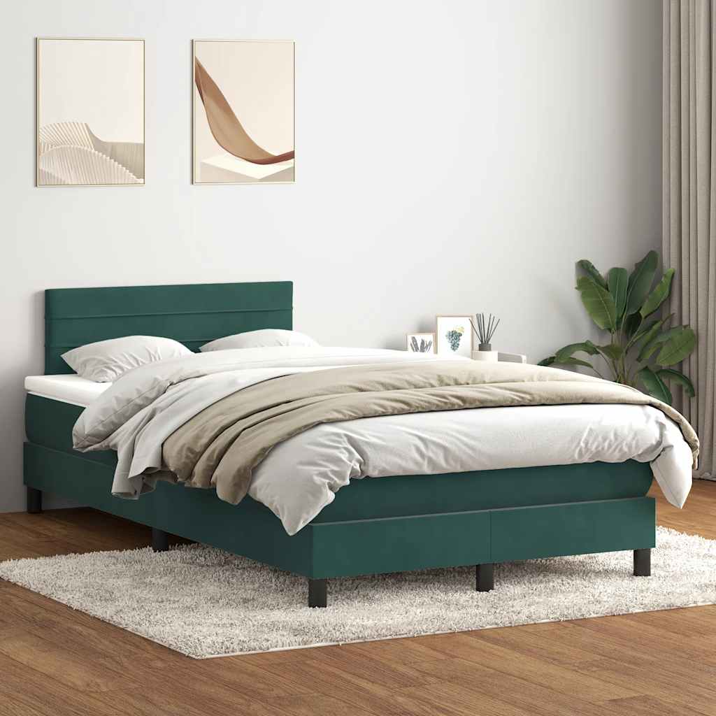 Boxspring met matras fluweel donkergroen 120x210 cm