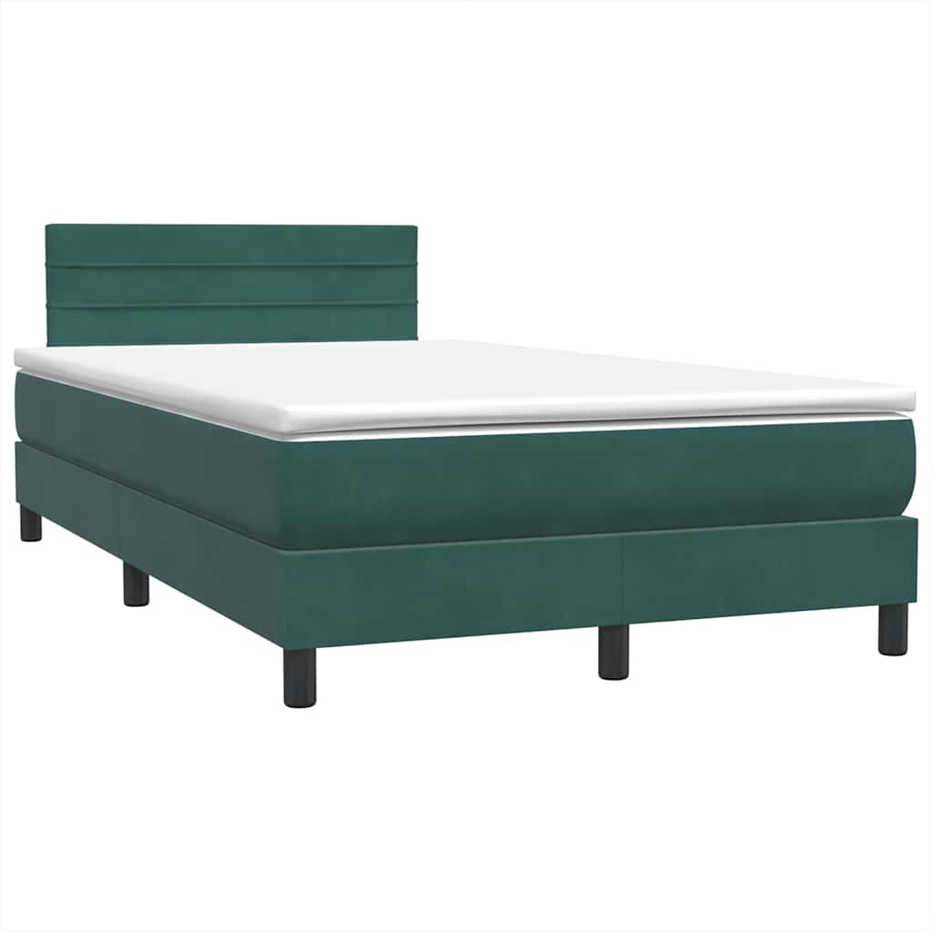Boxspring met matras fluweel donkergroen 120x210 cm