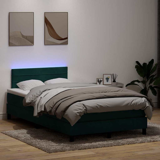 Boxspring met matras fluweel donkergroen 120x210 cm