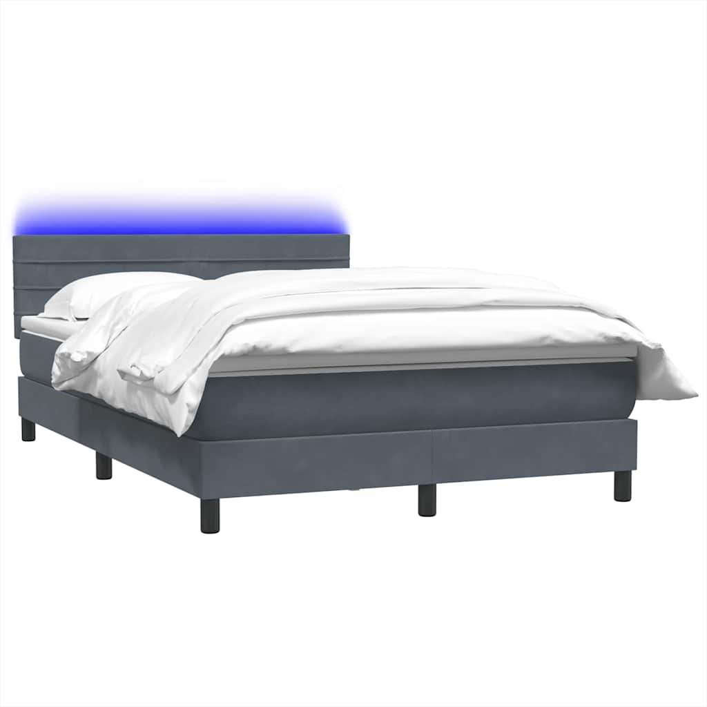 Boxspring met matras fluweel donkergrijs 140x210 cm