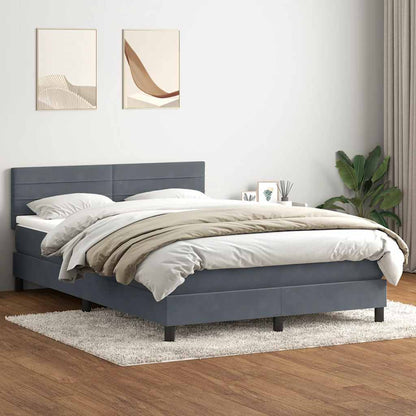 Boxspring met matras fluweel donkergrijs 140x210 cm