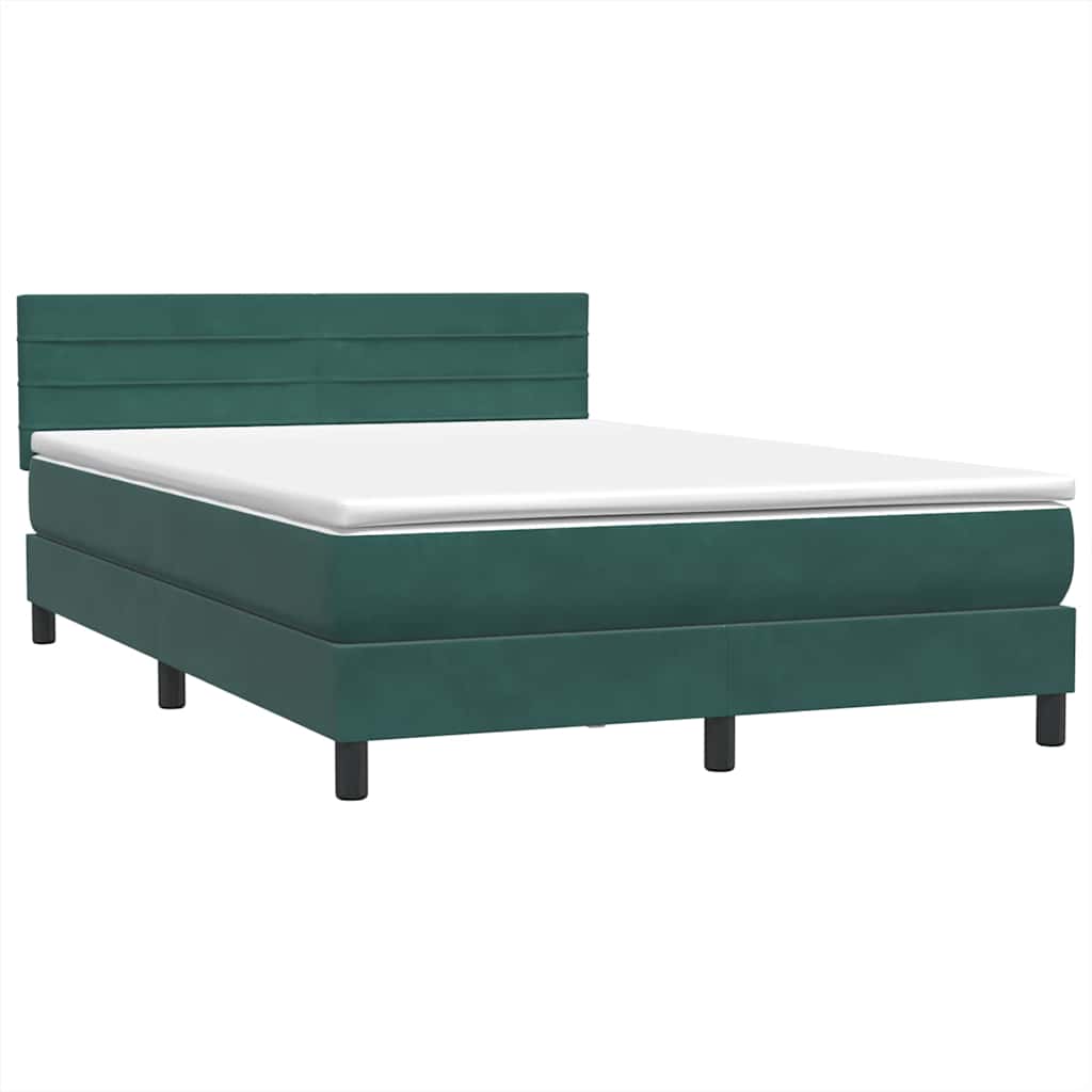Boxspring met matras fluweel donkergroen 140x210 cm