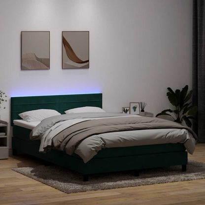 Boxspring met matras fluweel donkergroen 140x210 cm