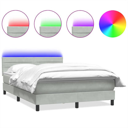 Boxspring met matras fluweel lichtgrijs 160x210 cm
