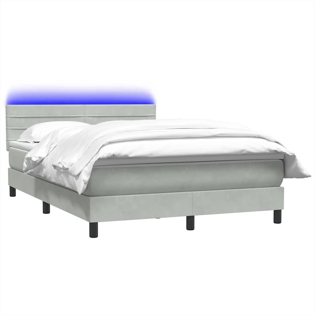 Boxspring met matras fluweel lichtgrijs 160x210 cm