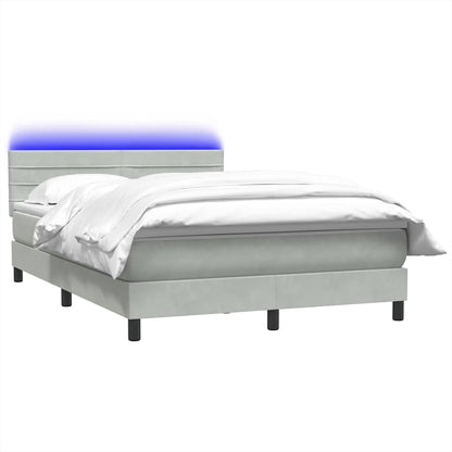 Boxspring met matras fluweel lichtgrijs 160x210 cm