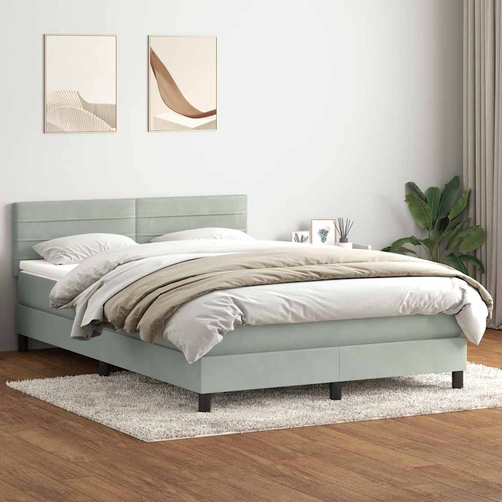 Boxspring met matras fluweel lichtgrijs 160x210 cm