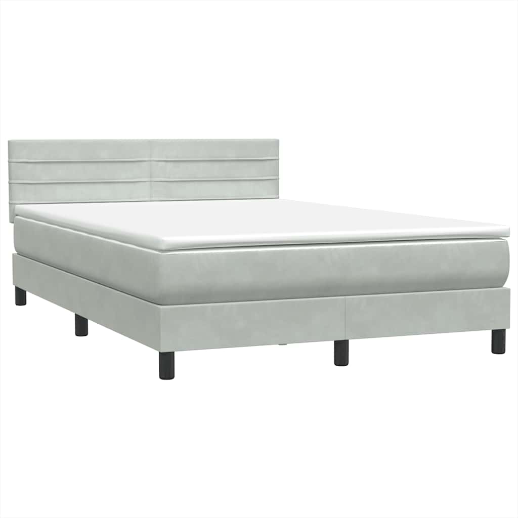 Boxspring met matras fluweel lichtgrijs 160x210 cm