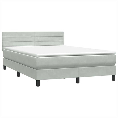 Boxspring met matras fluweel lichtgrijs 160x210 cm