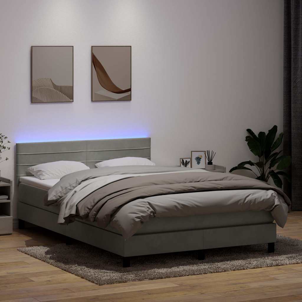 Boxspring met matras fluweel lichtgrijs 160x210 cm