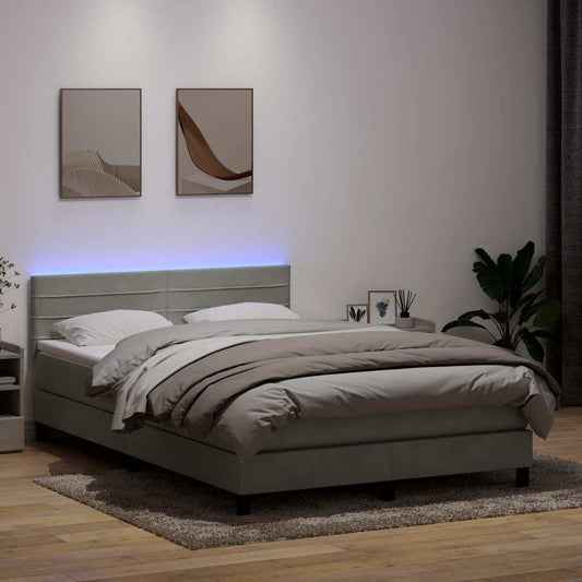 Boxspring met matras fluweel lichtgrijs 160x210 cm
