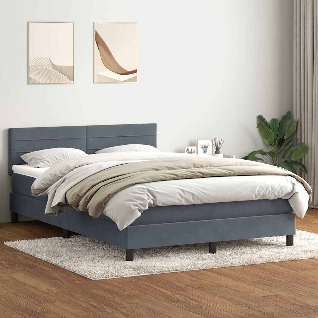 Boxspring met matras fluweel donkergrijs 160x210 cm