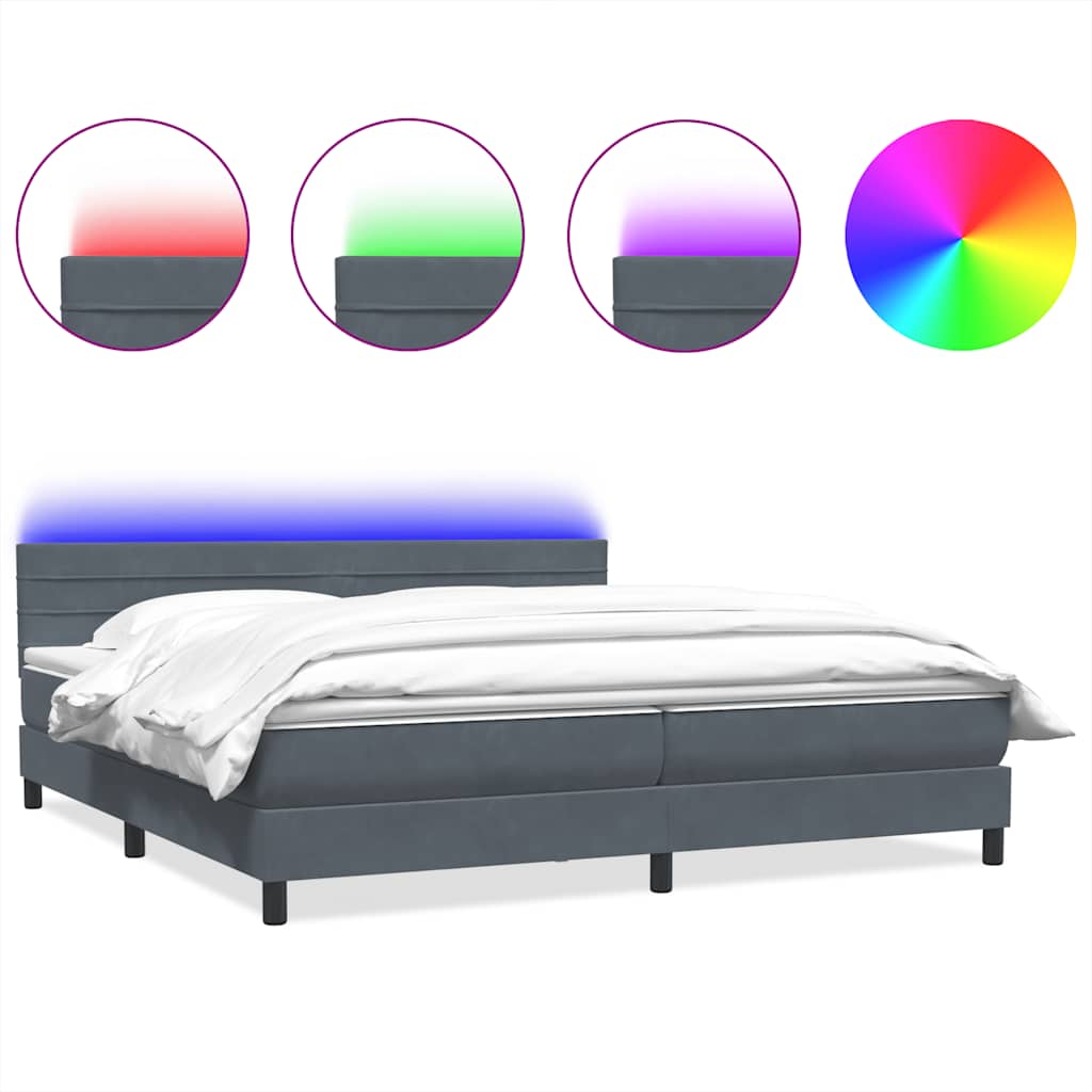 Boxspring met matras fluweel donkergrijs 180x210 cm