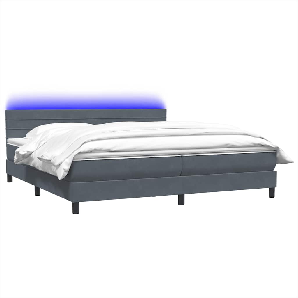 Boxspring met matras fluweel donkergrijs 180x210 cm