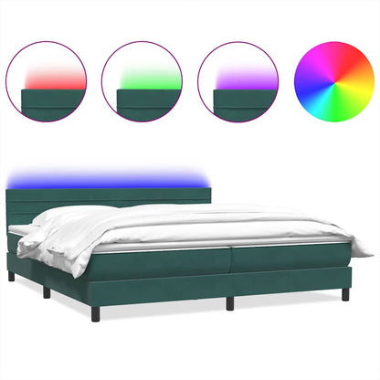 Boxspring met matras fluweel donkergroen 180x210 cm