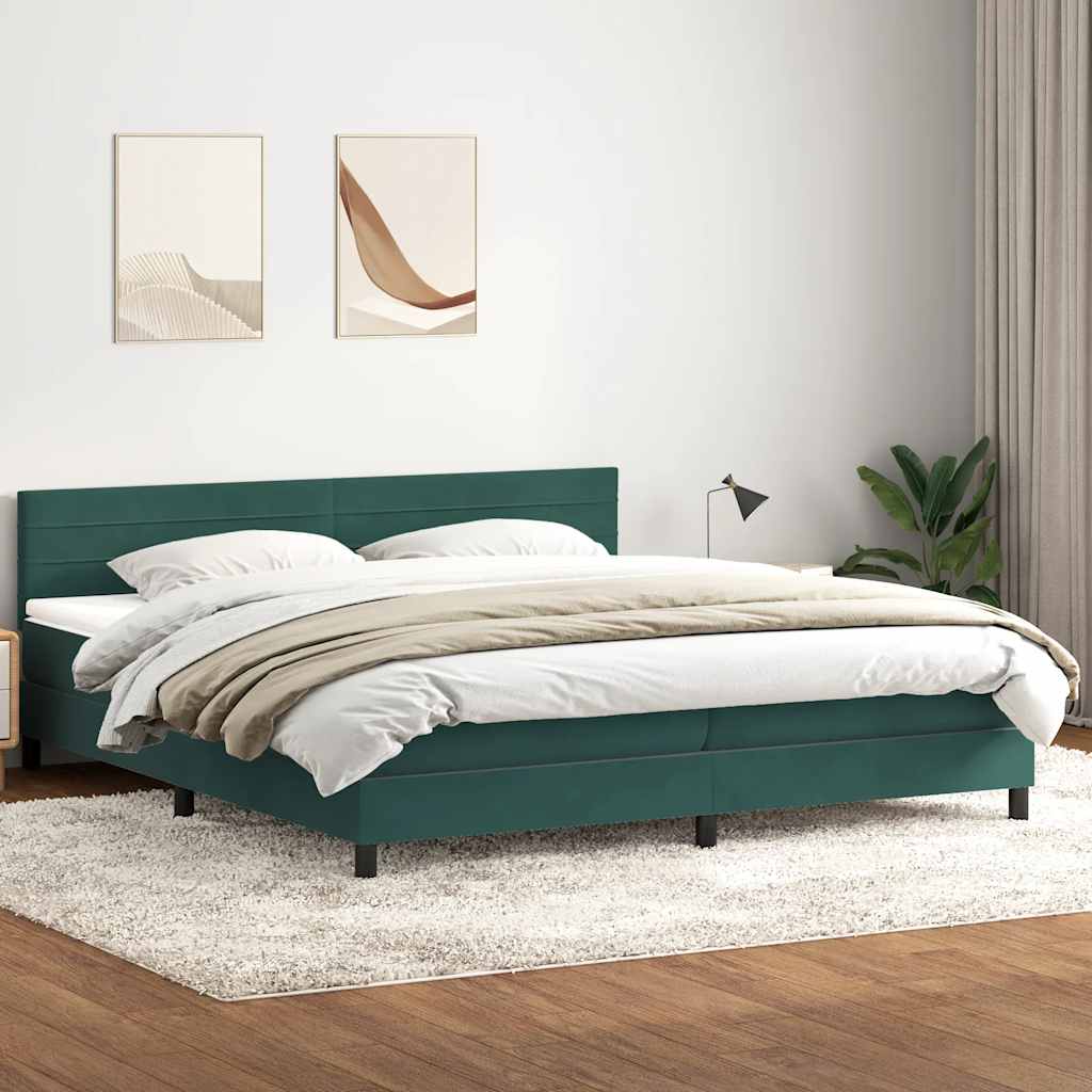Boxspring met matras fluweel donkergroen 180x210 cm