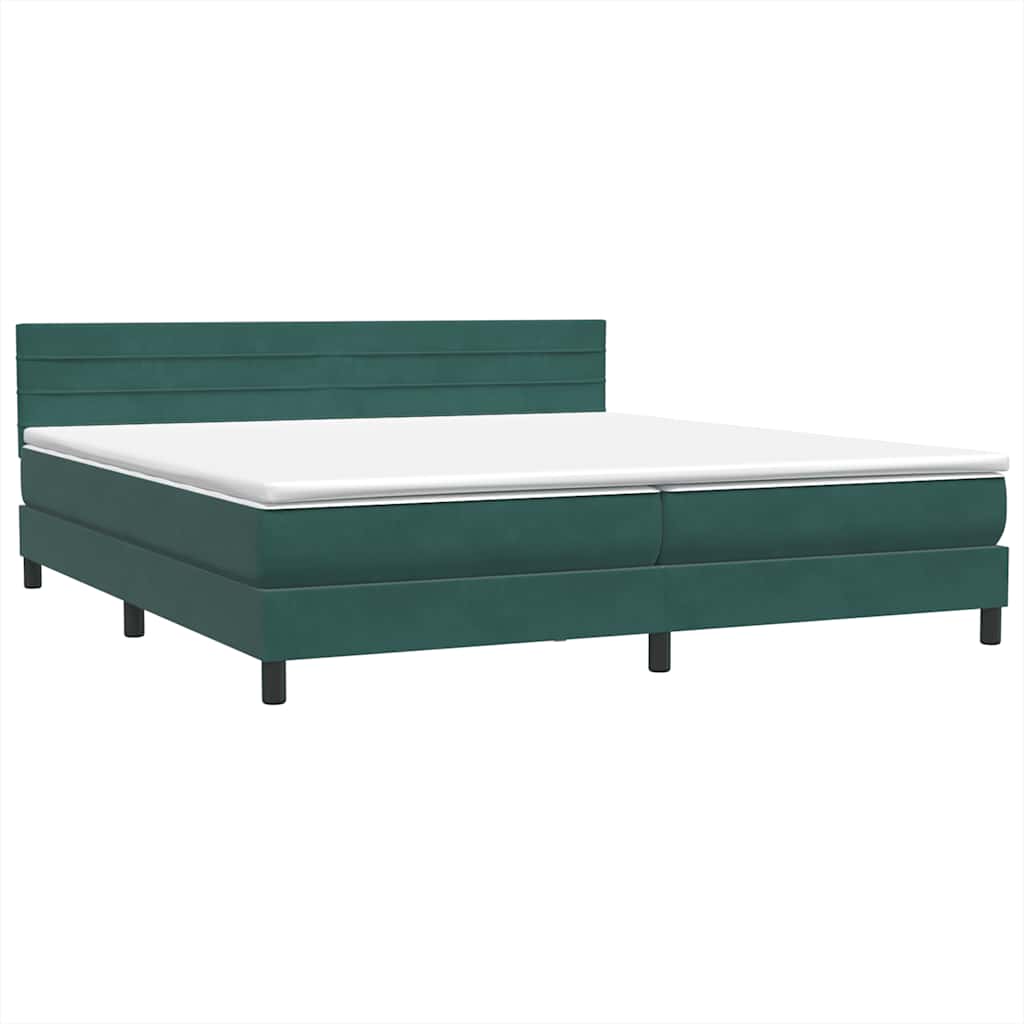 Boxspring met matras fluweel donkergroen 180x210 cm