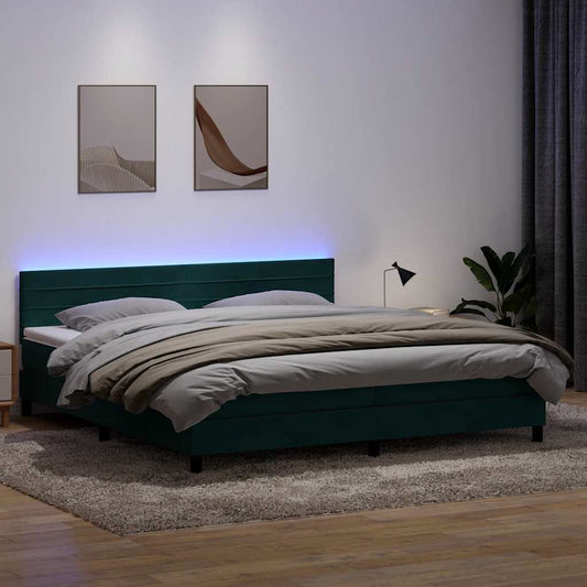 Boxspring met matras fluweel donkergroen 180x210 cm