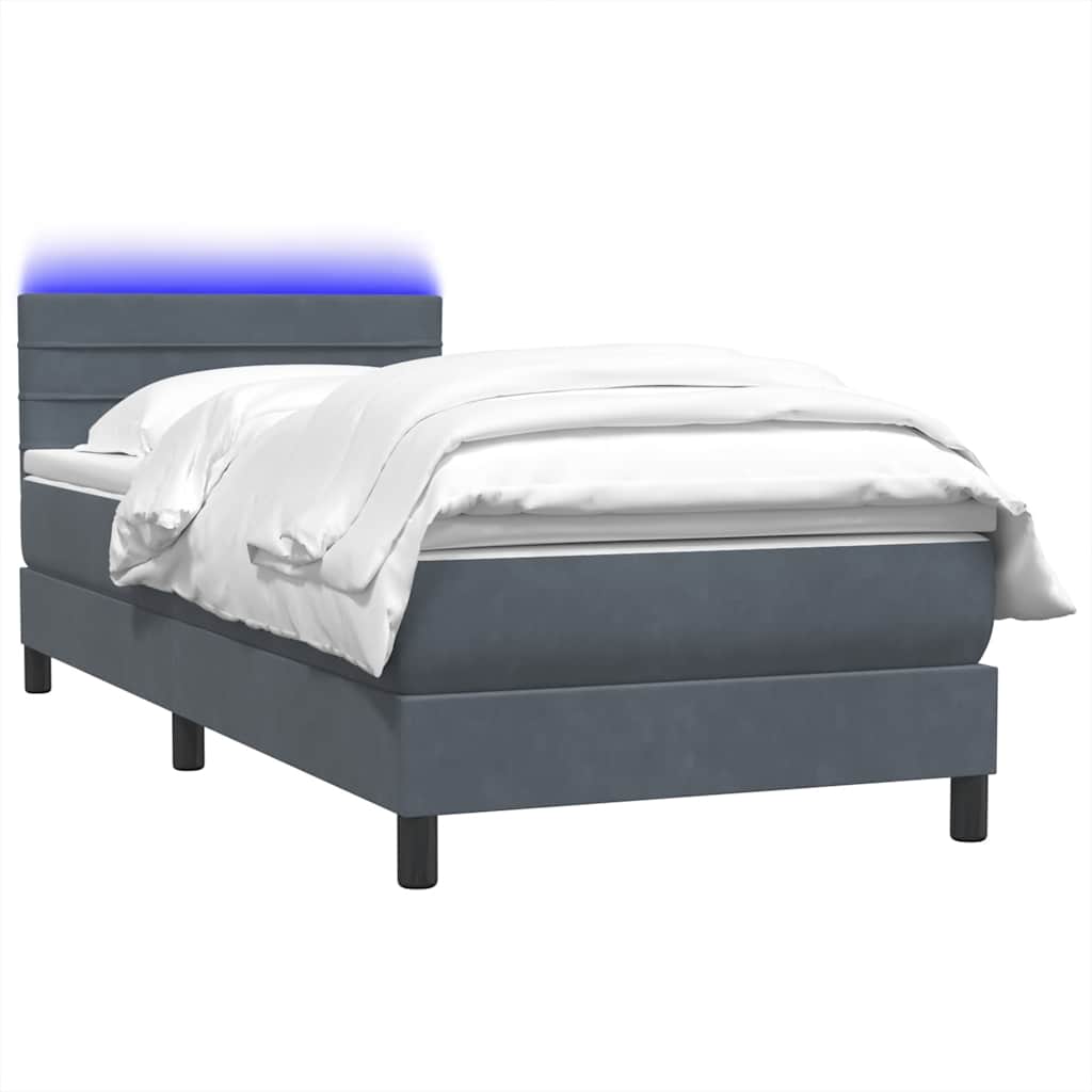 Boxspring met matras fluweel donkergrijs 80x220 cm