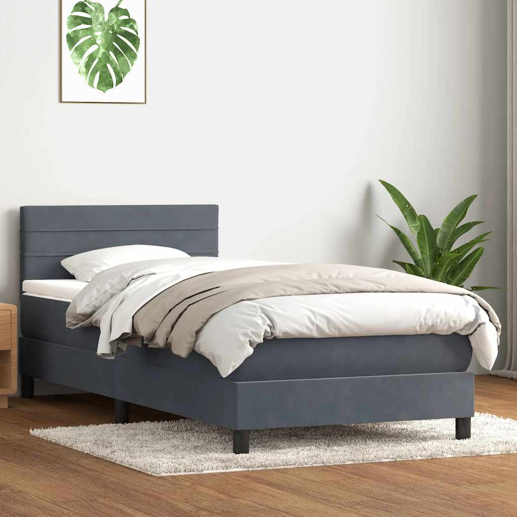 Boxspring met matras fluweel donkergrijs 80x220 cm