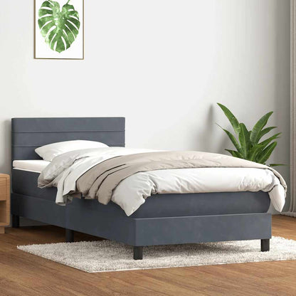 Boxspring met matras fluweel donkergrijs 80x220 cm