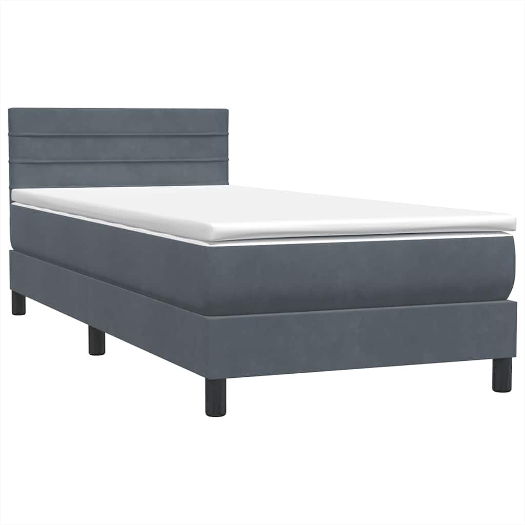 Boxspring met matras fluweel donkergrijs 80x220 cm