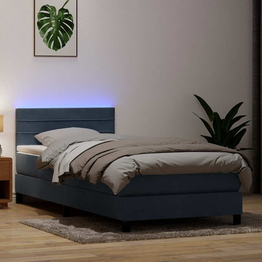 Boxspring met matras fluweel donkergrijs 80x220 cm